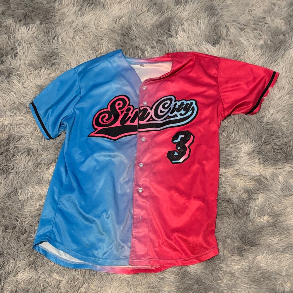 Sin City Women’s Size M Baseball Jersey Pink & Blue